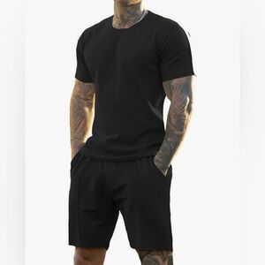 GINGTTO Men’s Short Set 2 Piece Outfit Black NWT XL